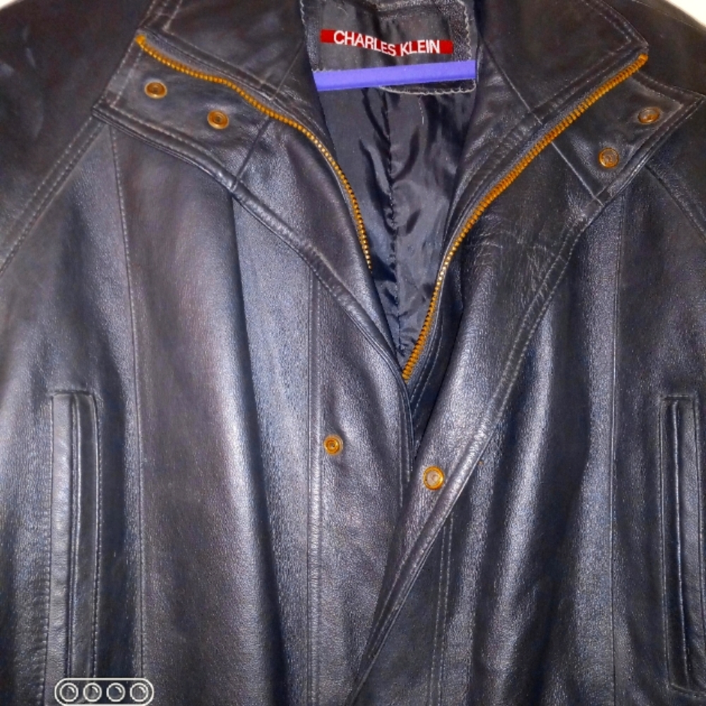 COPY - Charles Klein Black Leather Trench